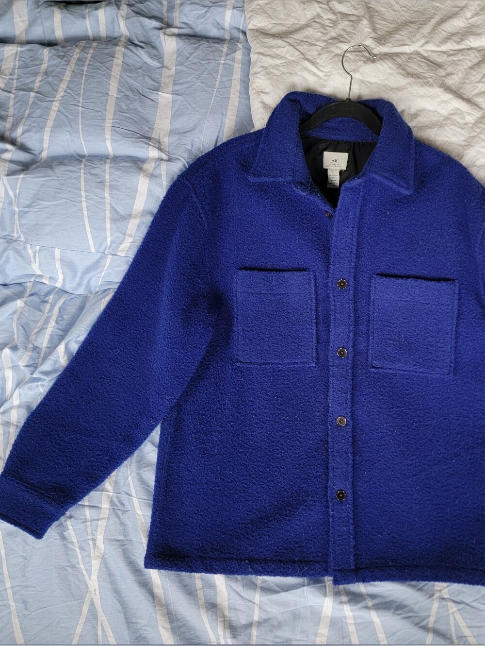 H&M Men's Bright Blue Fleece Shacket